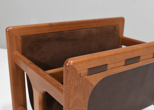 Magazine Rack In Teak And Leather By Salin Møbler, Denmark – 1960’S