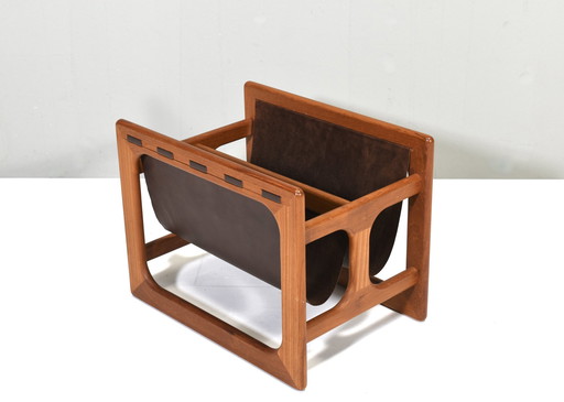 Magazine Rack In Teak And Leather By Salin Møbler, Denmark – 1960’S