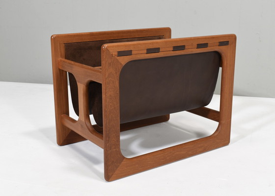 Image 1 of Magazine Rack In Teak And Leather By Salin Møbler, Denmark – 1960’S