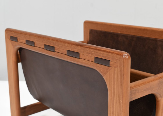 Image 1 of Magazine Rack In Teak And Leather By Salin Møbler, Denmark – 1960’S