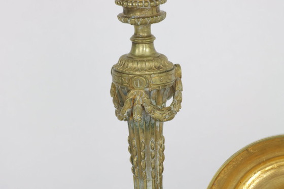 Image 1 of 2x French Neoclassical bronze candlesticks