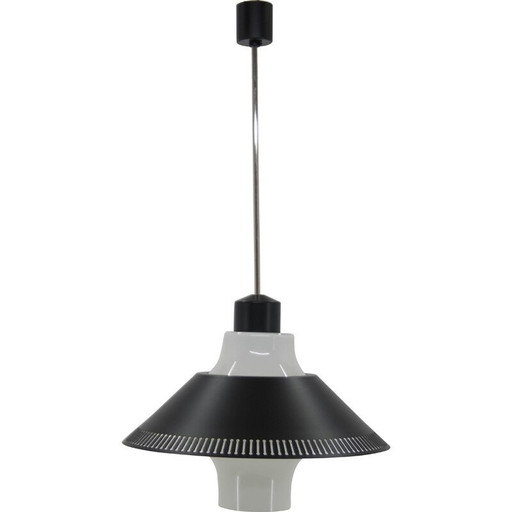 Vintage glass and metal pendant lamp by Napako, Czechoslovakia 1970s