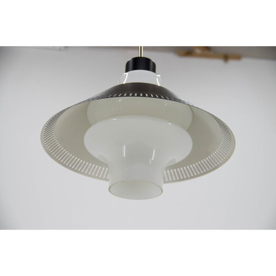 Image 1 of Lampada a sospensione vintage in vetro e metallo di Napako, Cecoslovacchia, anni '70