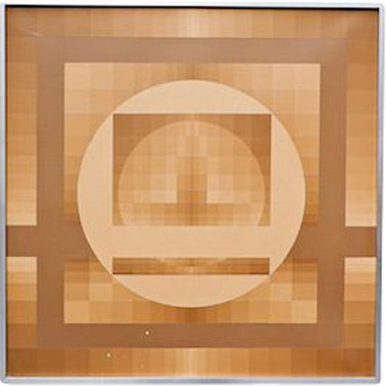 Image 1 of Oil on canvas vintage "geometric composition" by Georges vaxelaire, 1975