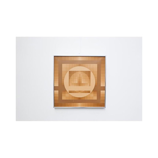 Óleo sobre lienzo vintage "Composición geométrica" de Georges Vaxelaire, 1975