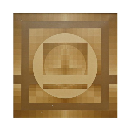 Image 1 of Oil on canvas vintage "geometric composition" by Georges vaxelaire, 1975