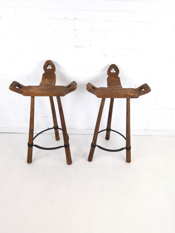 Image 1 of 2X Vintage Brutalist Barstool