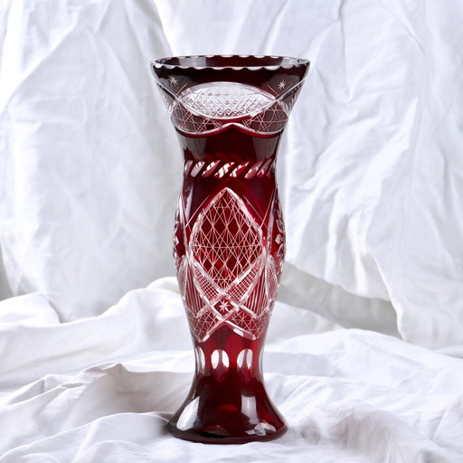 Large Antique Bohemian Ruby Vase