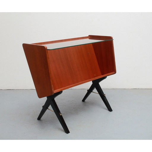 Muebles vintage en nogal y cristal, años 50