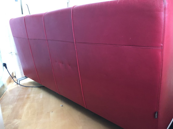 Image 1 of Banc Montis Kubik en cuir rouge