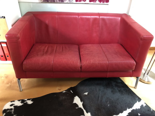 Banc Montis Kubik en cuir rouge