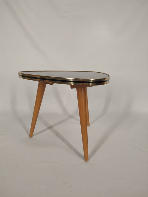 Image 1 of Mid - Century Tripod planting table with glass top