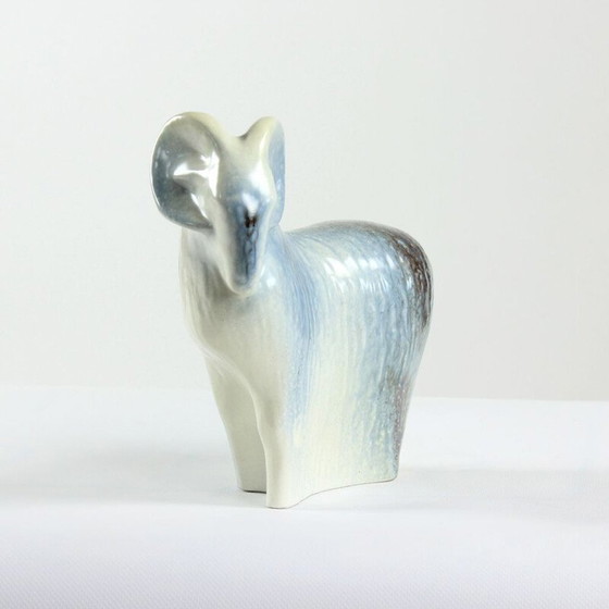 Image 1 of Vintage sculpture of a ram sheep in glazed ceramic, Czechoslovakia 1960