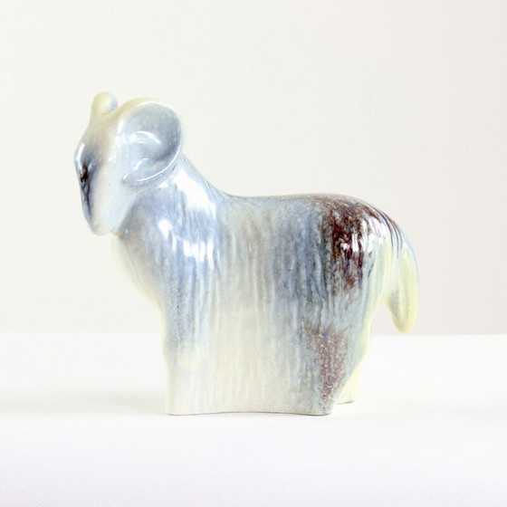 Image 1 of Vintage sculpture of a ram sheep in glazed ceramic, Czechoslovakia 1960