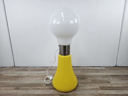 Floor Lamp In White and Yellow Murano Glass