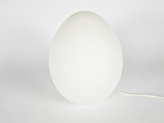 Image 1 of Domec Luminaires - Egg lamp - table lamp - milk glass - France - 1980's