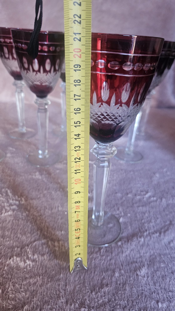 Image 1 of 22 Cut To Clear Ruby Red Glass Set