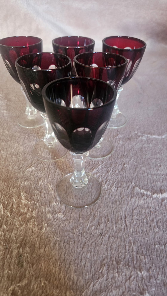 Image 1 of 22 Cut To Clear Ruby Red Glass Set