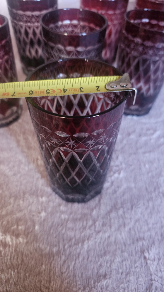 Image 1 of 22 Cut To Clear Ruby Red Glass Set
