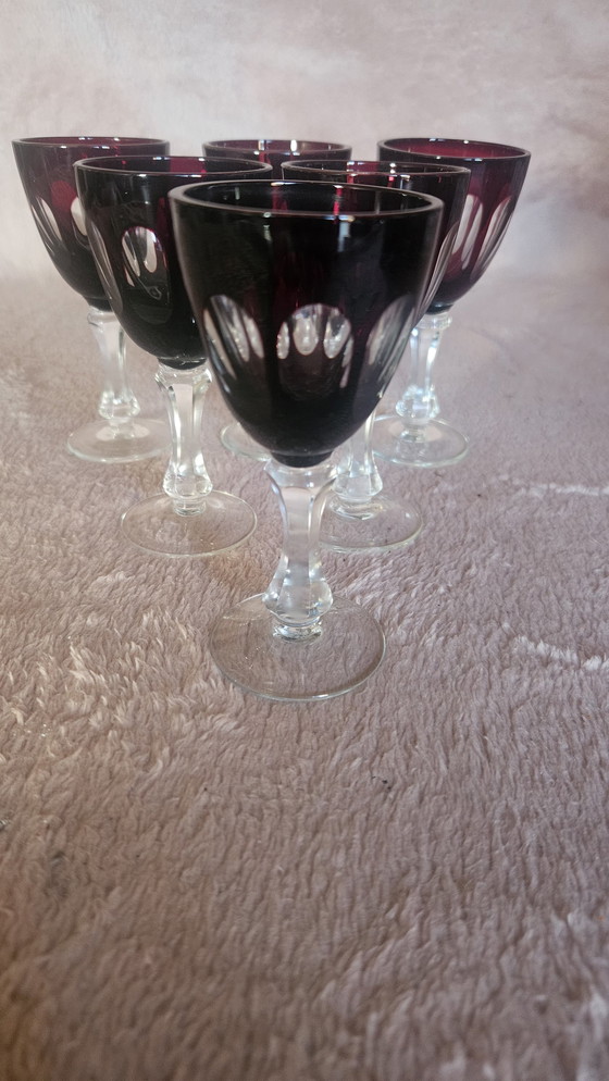 Image 1 of 22 Cut To Clear Ruby Red Glass Set
