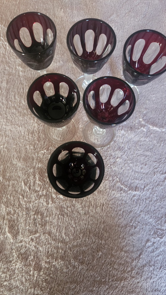 Image 1 of 22 Cut To Clear Ruby Red Glass Set