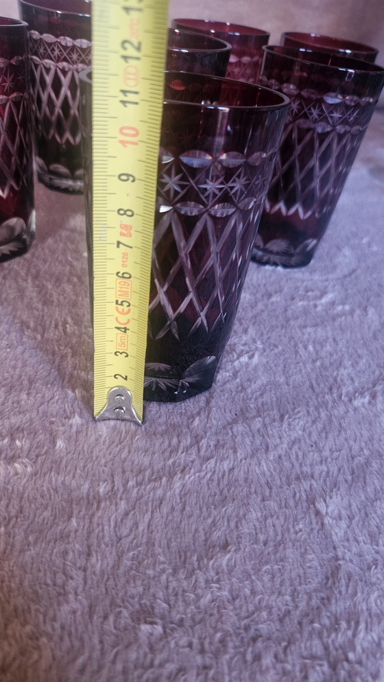 Image 1 of 22 Cut To Clear Ruby Red Glass Set