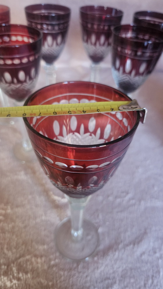 Image 1 of 22 Cut To Clear Ruby Red Glass Set
