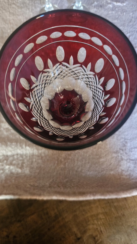 Image 1 of 22 Cut To Clear Ruby Red Glass Set