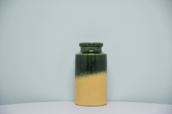 Image 1 of vase beige & vert Allemagne de l'Ouest Scheurich