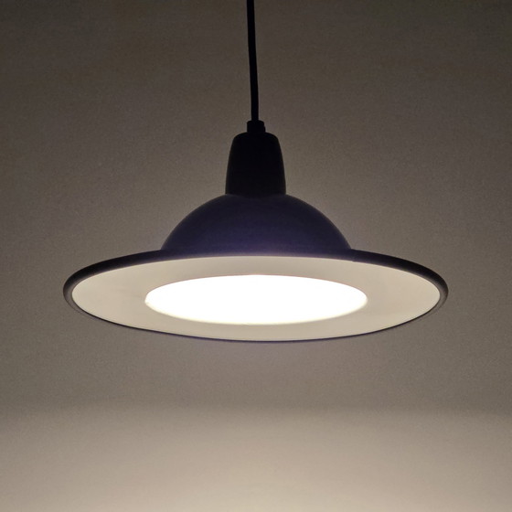 Image 1 of Mid Century Modern - Vintage Navy-Blue Metal Pendant Lamp - Space Age Lighting - Italy, 1970S.