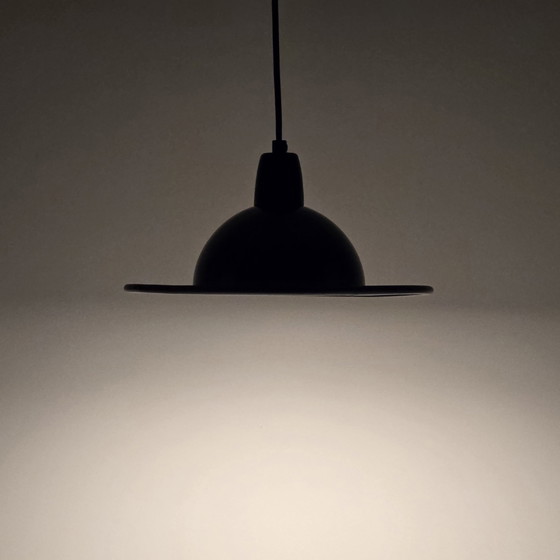 Image 1 of Mid Century Modern - Vintage Navy-Blue Metal Pendant Lamp - Space Age Lighting - Italy, 1970S.