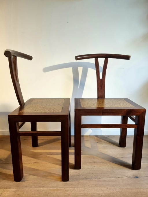 2x Vintage Wishbone or "hat yoke Y" chairs 70s