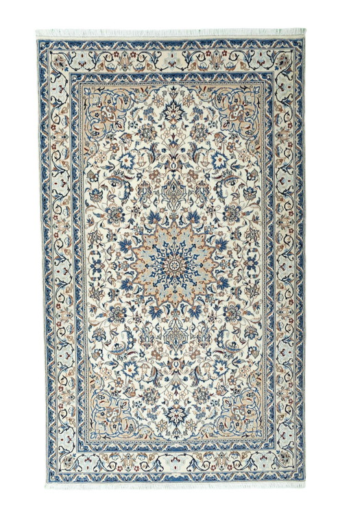 Hand-knotted Nain with silk oriental rug - 220 X 132 Cm