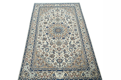 Hand-knotted Nain with silk oriental rug - 220 X 132 Cm