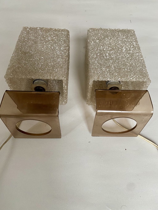 Pair Of 70S Plexiglas Wall Lights