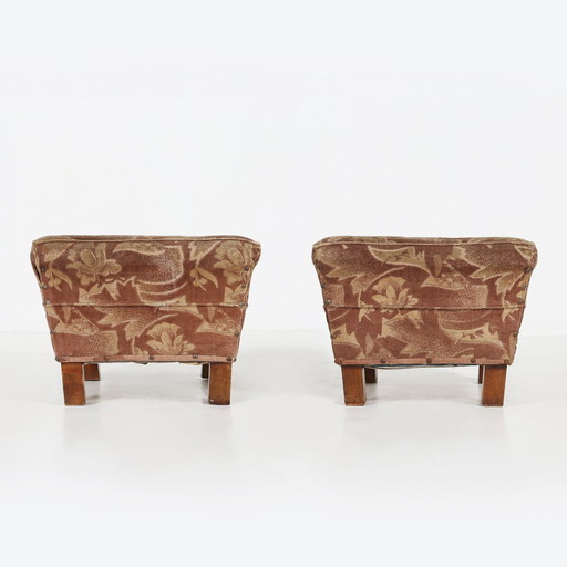 Set Of 2 Art Deco Poufs With Original Upholstery, France 1930