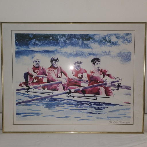 René Brone Rowing Signed Silkscreen 48/250 Year 1986