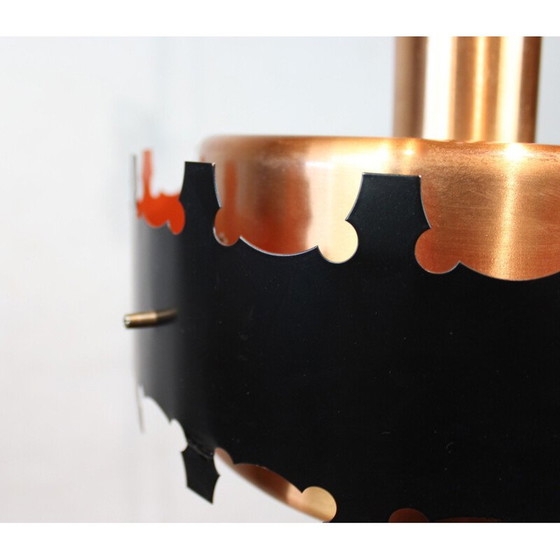 Image 1 of Pair of vintage copper and black metal pendant lamps, Denmark 1970
