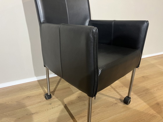 Image 1 of 2X Design Armchairs Dining Chairs Black Leather