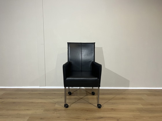 Image 1 of 2X Design Armchairs Dining Chairs Black Leather