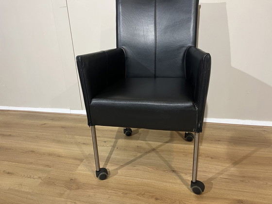 Image 1 of 2X Design Armchairs Dining Chairs Black Leather