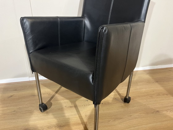 Image 1 of 2X Design Armchairs Dining Chairs Black Leather