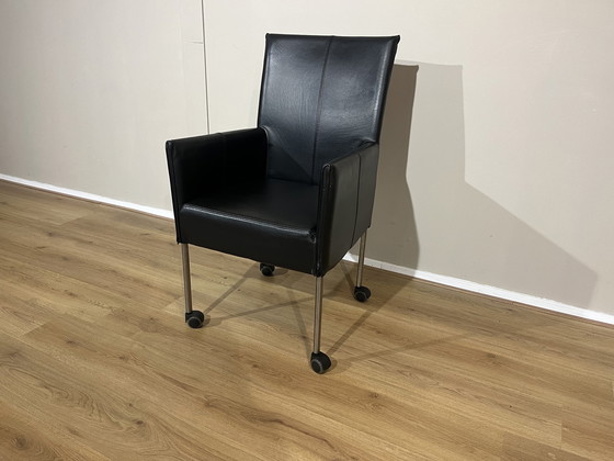 Image 1 of 2X Design Armchairs Dining Chairs Black Leather