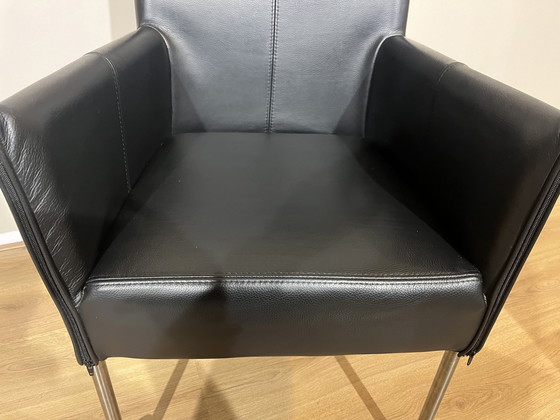 Image 1 of 2X Design Armchairs Dining Chairs Black Leather