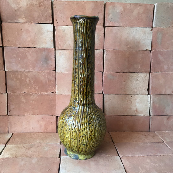 Image 1 of Tamegroute Glazed Earthenware Pottery Vase