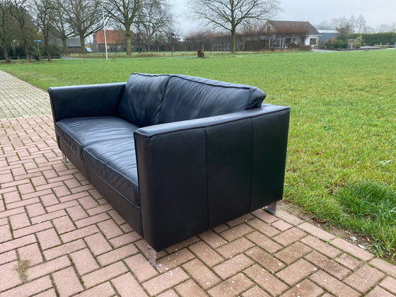 Image 1 of Beautiful Black Genuine Leather 3-Seater Sofa