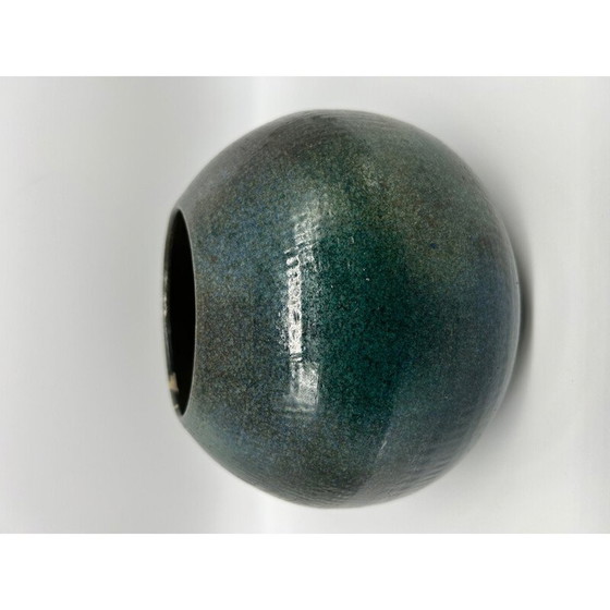 Image 1 of Vaso vintage blu-verde realizzato con corda