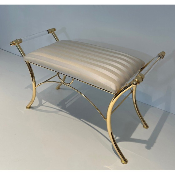 Image 1 of Vintage stool in plexiglass and gold metal, France 1970