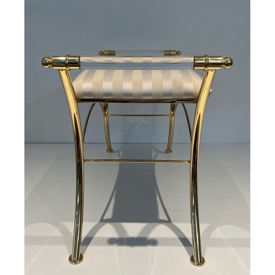 Image 1 of Vintage stool in plexiglass and gold metal, France 1970