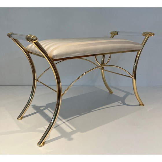 Image 1 of Vintage stool in plexiglass and gold metal, France 1970